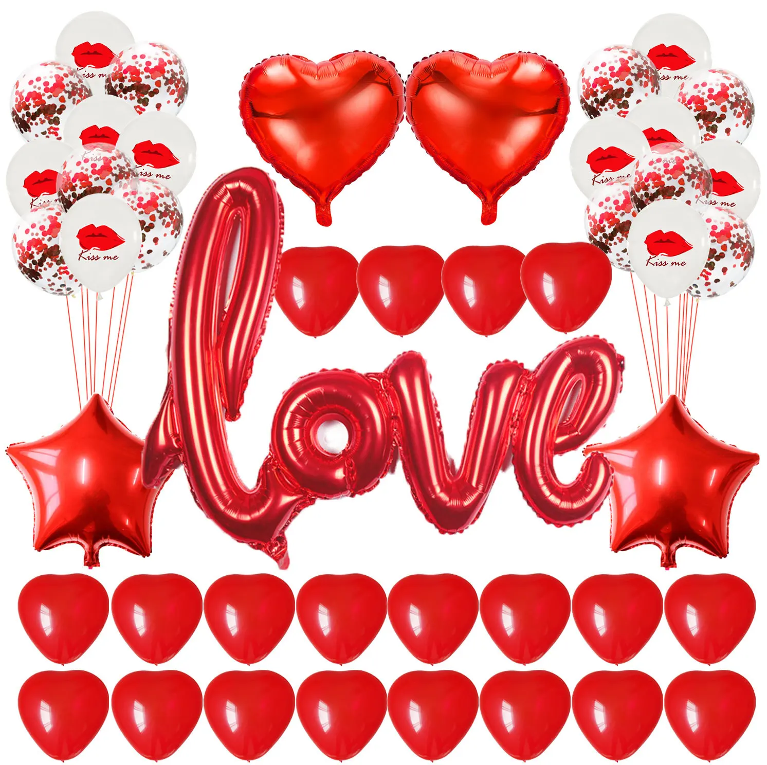 

Love Balloons Kit Heart Foil Helium Balloons Heart Latex Balloons for Valentines Day Romantic Wedding Decorations Supplies