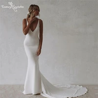 simple wedding dresses 2022 memraid bridal dress deep v neck backless sweep train sexy boho bride gowns vestido de noiva