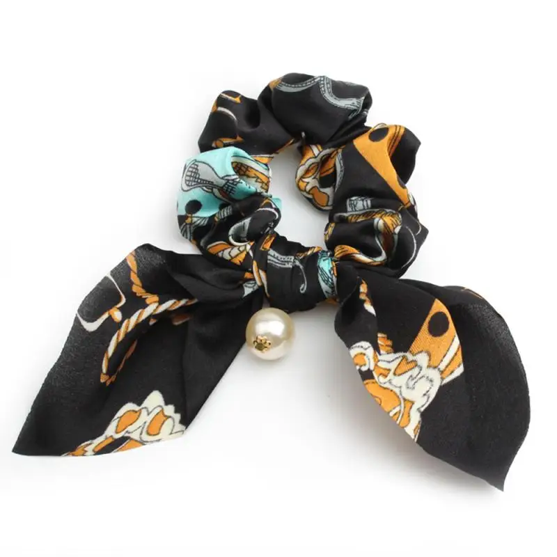 Женские резинки для волос в стиле ретро с цветочным жемчугом и бантом эластичные