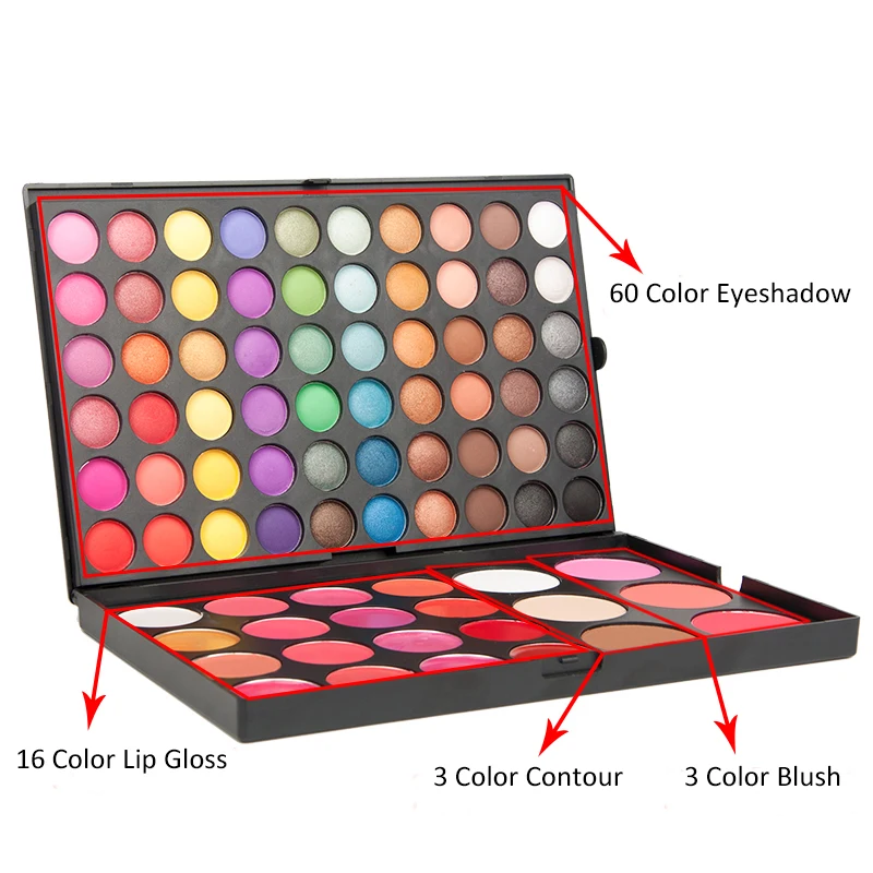 Профессиональный 82 цвет наборы для макияжа тени блеск губ румян консилер набор