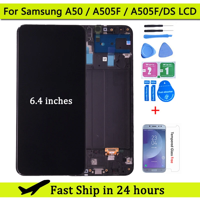 Enlarge For Samsung Galaxy A50 SM-A505FN/DS A505F/DS A505 LCD Display Touch Screen Digitizer With Frame For Samsung A50 lcd