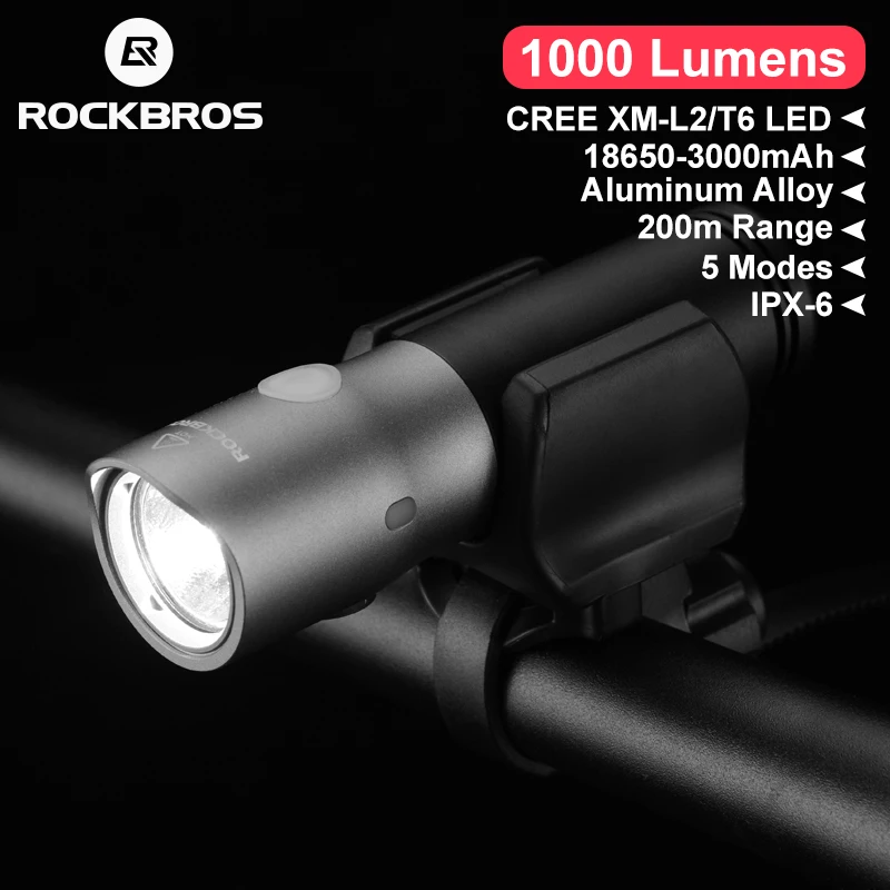 ROCKBROS Strong Bike Light 1000lumen Bicycle 3000mah Power Bank LED Cycling Flashlight Accessories Front Lamp|Велосипедная фара| |