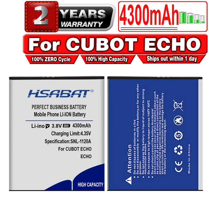 

HSABAT 4300mAh High Capacity Battery for CUBOT ECHO Mobile Phone