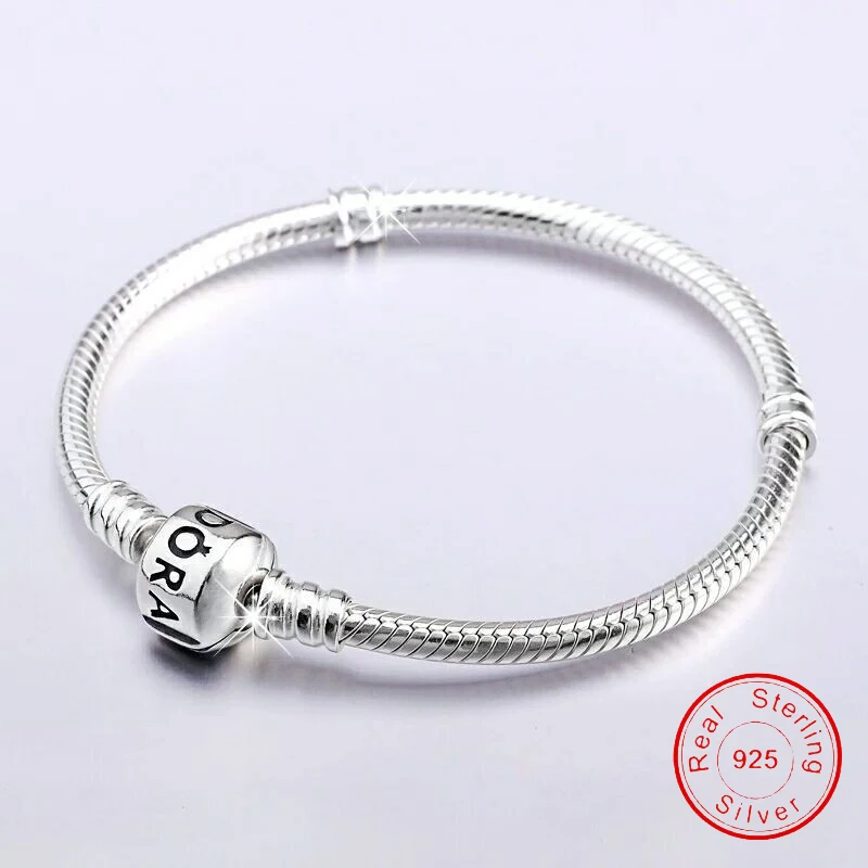 

S925 Sterling Silver Bracelet Zircon Bracelet Fit Pandora Beads Charms Bangle Starwars Bracelet for Women DIY Jewelry Making