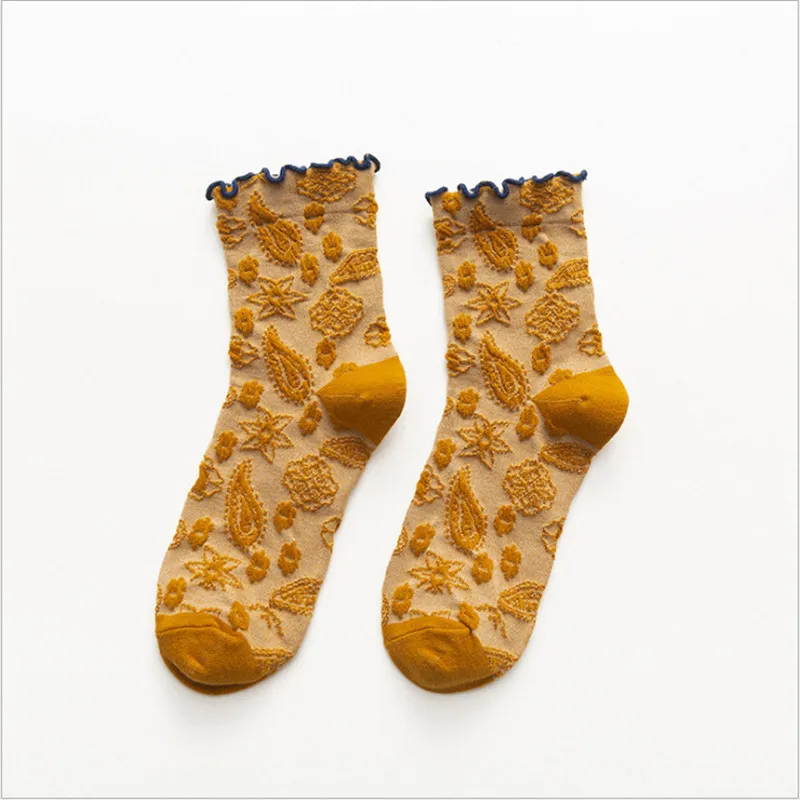 Осенне-зимние Новые товары в стиле ретро женские носки с закругленными краями
