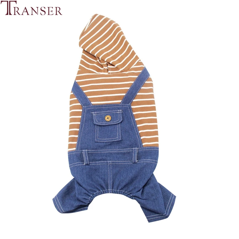 Transer модные комбинезоны в полоску для собак джинсовые одежда комбинезон животных
