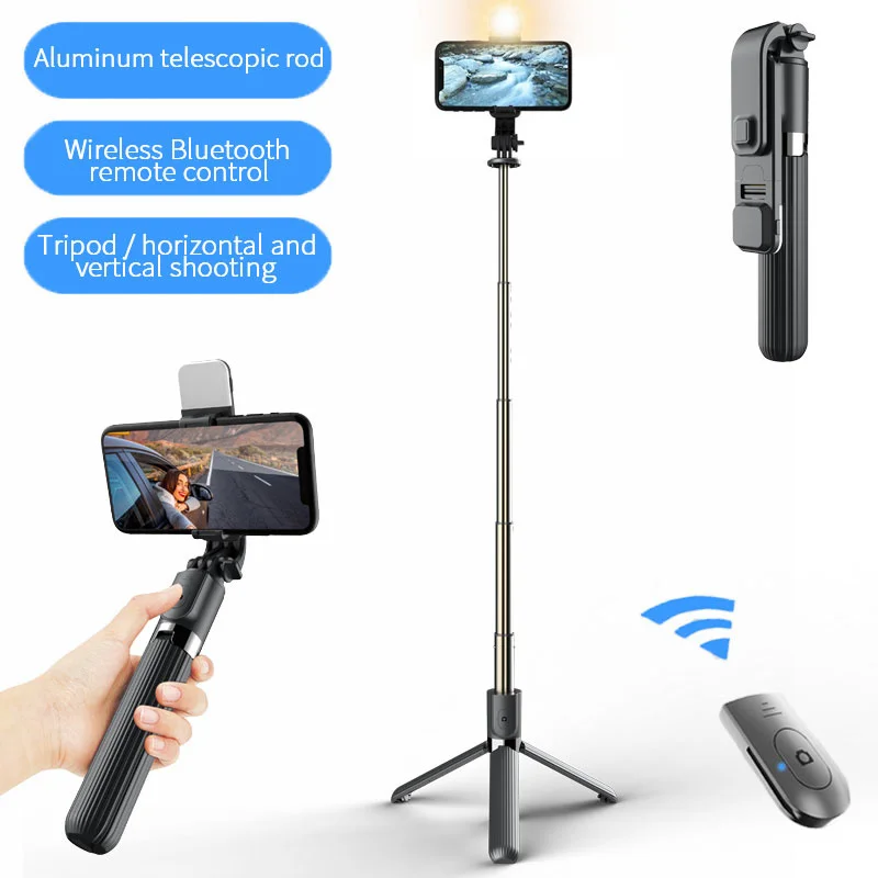 

New Wireless Bluetooth Alloy Aluminum Selfie Stick With Light LED Folding Monopod Suitable For Smartphones
