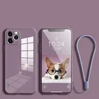 Защитный чехол для телефона 1DS из закаленного стекла с полной камерой для iPhone 11 12 Pro Max XS Max X XR 7 8 Plus SE2, силиконовый чехол с ремешком