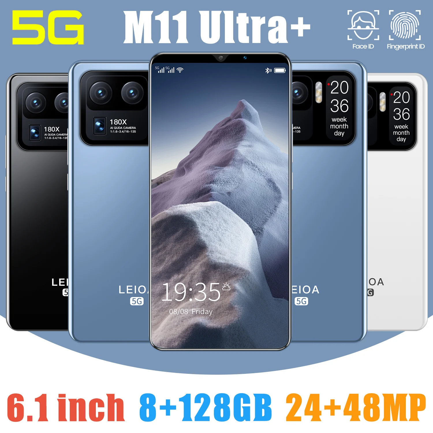

New Arrival XIAOM11 Ultra 8+128GB 3040*1440 4800mAh Battery Front 24MP Back 48MP Fingerprint ID Android 10.0 6.1Inch Dual SIM