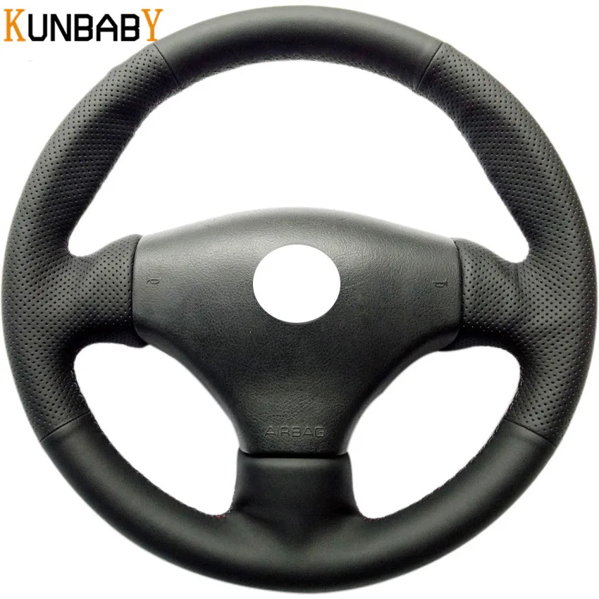 KUNBABY черный чехол рулевого колеса автомобиля из натуральной кожи для Peugeot 206 2003 CC