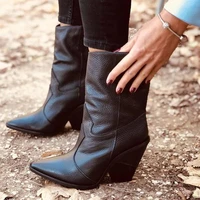 solid color black wedges sexy pointy ankel boots fashion high quality woman spring and autumn short boots