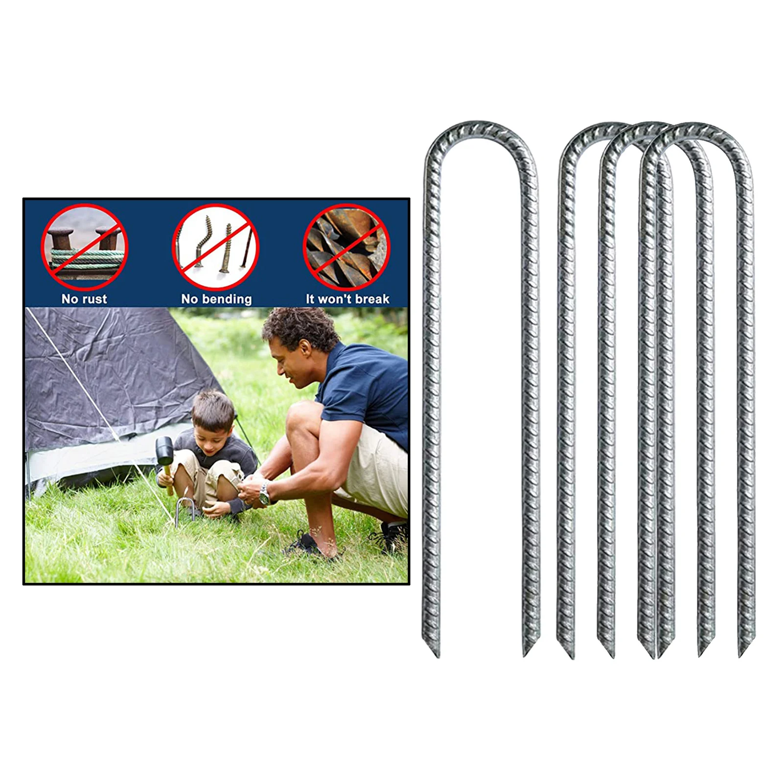 

4 Pack Heavy Duty Trampoline Stakes 12" Wind Anchors Pegs for Outdoor Swing, Camping Tents