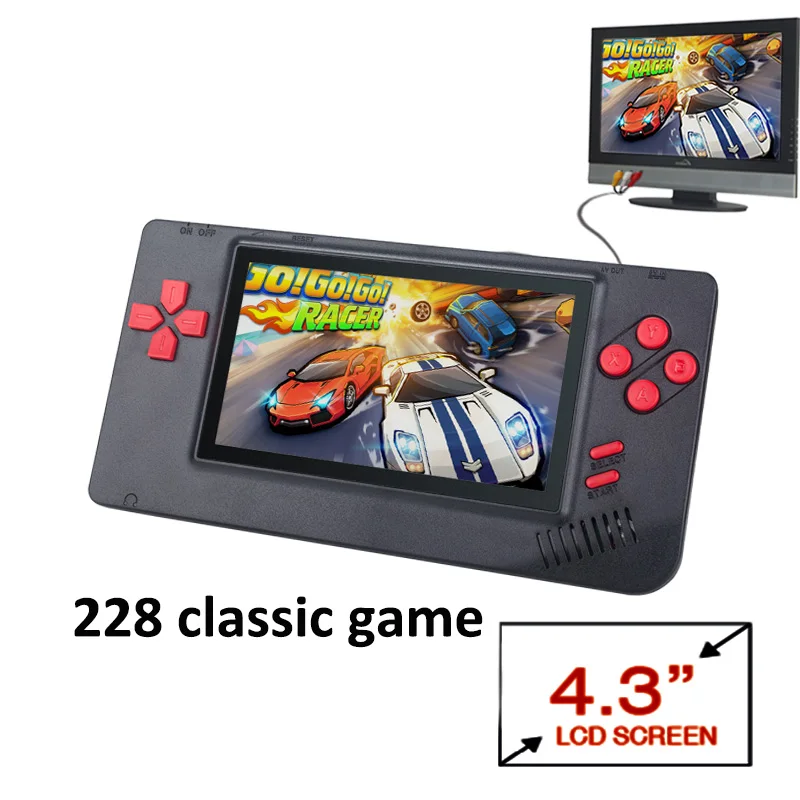 

Ретро портативная игровая консоль с экраном 4,3 дюйма и 228 классическими видеоиграми, 8 бит