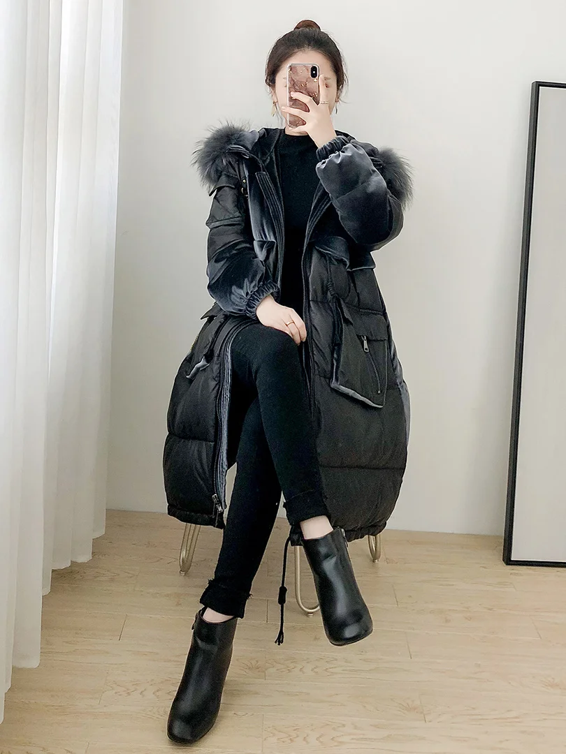 Raccoon Dog Fur Hooded Real Genuine Leather Jacket Autumn Winter Coat Women Clothes 2020 Korean Sheepskin Down Abrigo Mujer | Женская