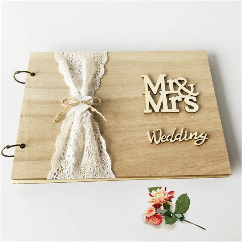 1 шт/10 страниц DIY деревянный Mr. Mrs фоторамка свадебная книга для сбора подписей