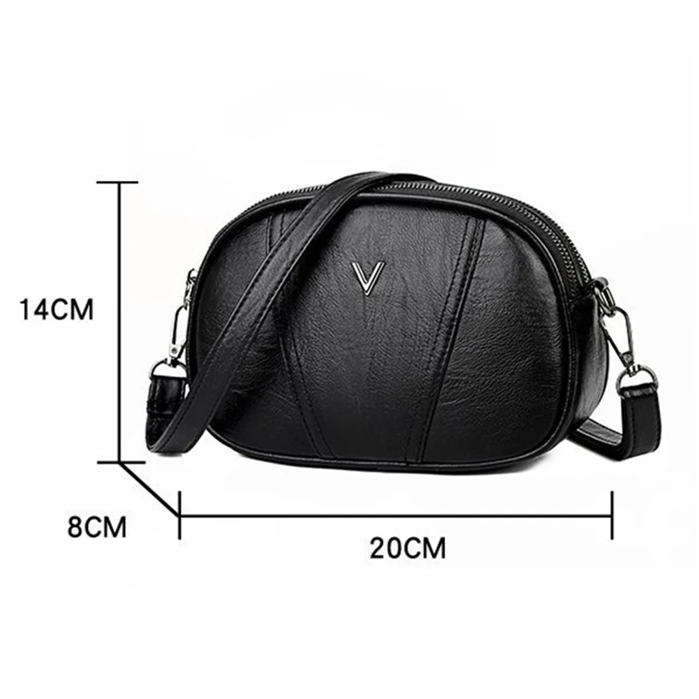 

Fashion Shell PU Leather Messenger Bag Women Double Layer Zipper Small Daily Lady Shoulder Crossbody Pouch