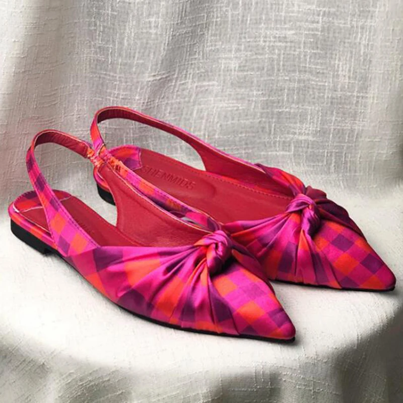 Новинка 2020 года сезон весна-лето цветные тонкие туфли на плоской подошве с бантом