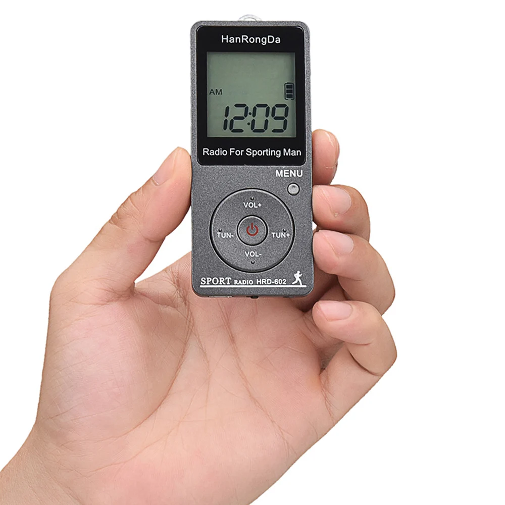 HRD-602 Portable Radio Receiver FM/AM LCD Display Lock Button Pocket with Earphone Sports Pedometer | Электроника