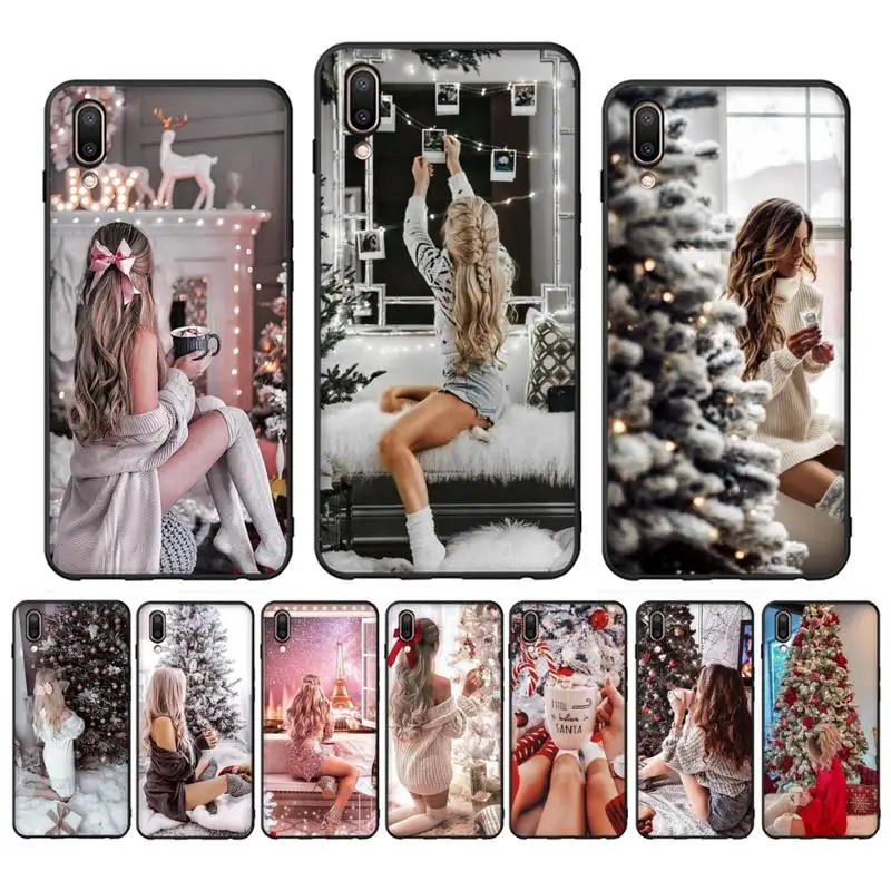 

Winter Girl Christmas Vibes Coffee Phone Case Case For Oppo Reno Realme C3 6Pro Cover For vivo Y91C Y17 Y19 Funda Capa