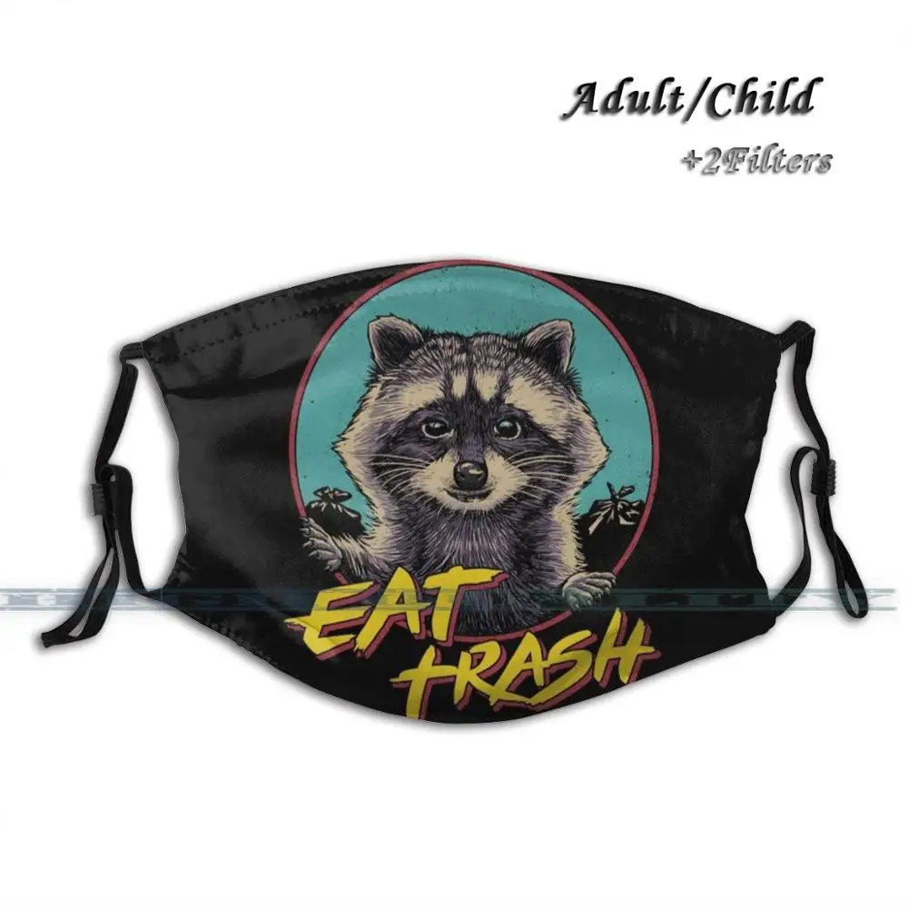 

Многоразовая маска для рта с принтом в виде мусора, моющаяся маска с фильтром, Пылезащитная маска для лица, мусорная панда, мусорная панда, м...