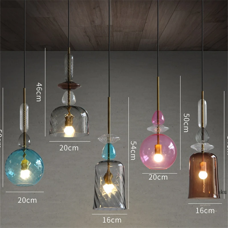 

Nordic Simple Glass Pendant Lights Modern Led Loft Hanging Candy Luminaire Pendant Lamp Dining Room Home Decor Kitchen Fixtures