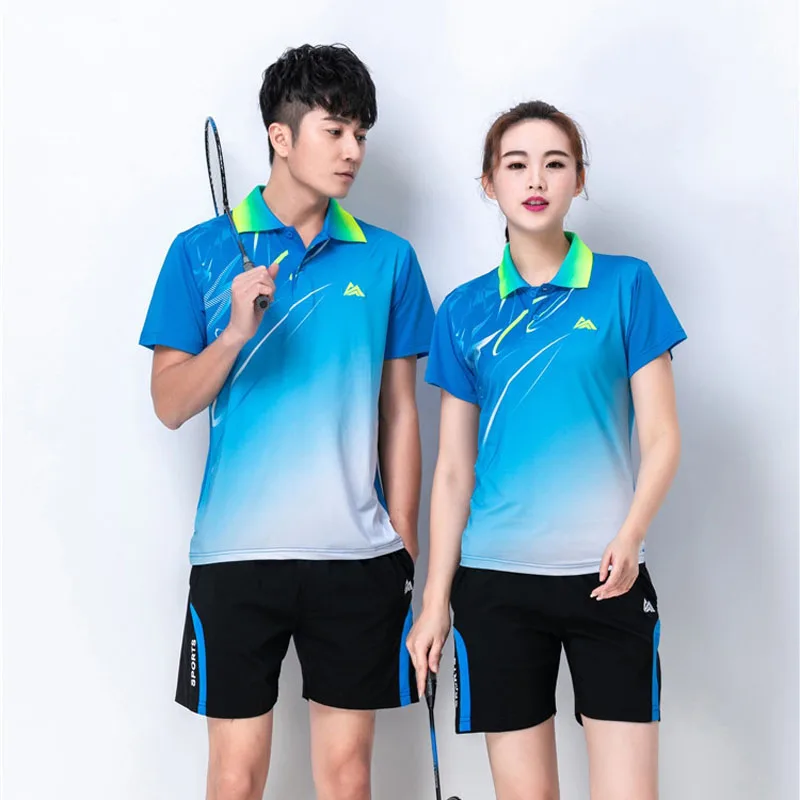 Quick dry футболка для тенниса Спортивная рубашка бадминтона мужчин/женщин - Фото №1