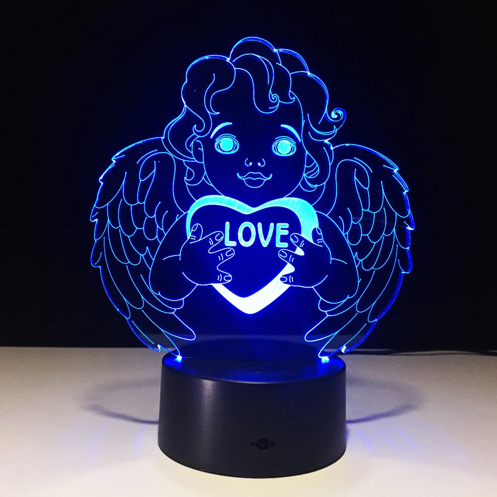 Любовь ангел 3d Led Usb ночник Lampara Escritorio прикроватная настольная лампа дети Лава