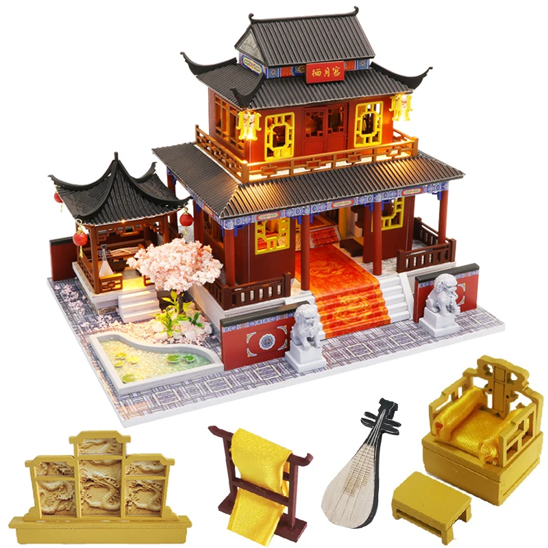 

Kids Toys Doll House Furniture Assemble Wooden Miniature Dollhouse Diy Dollhouse Christmas Gift Toys For Children M909
