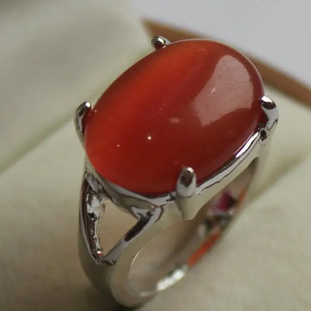 Модные украшения леди любимый красный камень с серебряным покрытием кольцо 7/8/9 #5