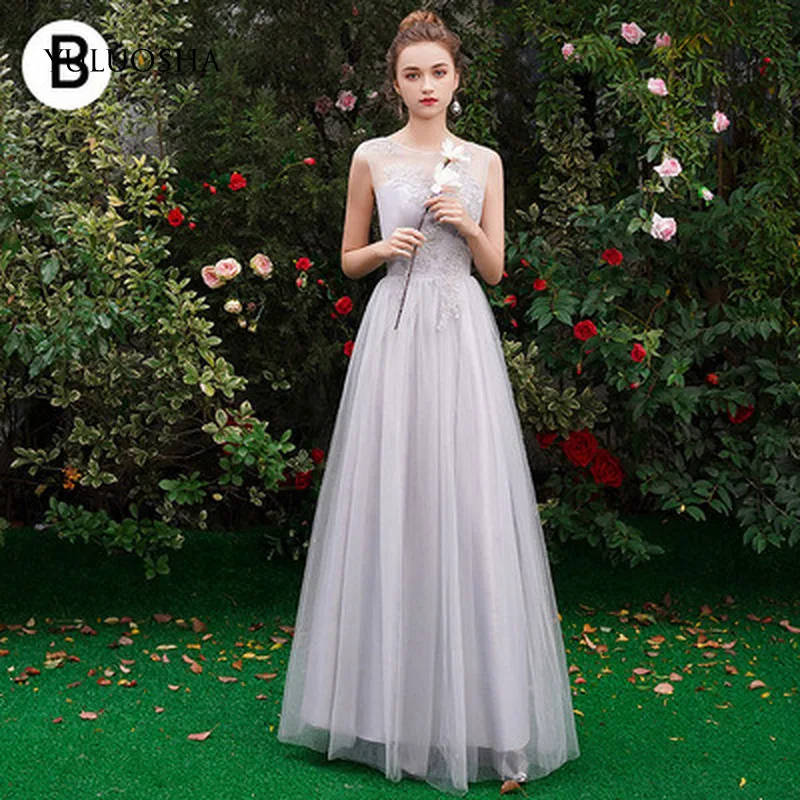 YULUOSHA платье подружки невесты Длинные вечерние свадебные платья без рукавов