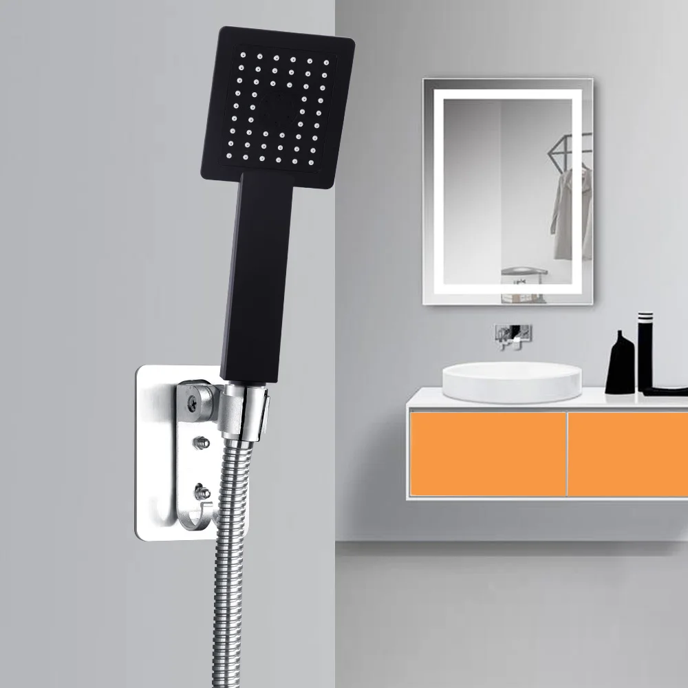 Fast Delivery ABS Plastic Bathroom Big Square Water Saving Showerhead Black Bath Rainfall Handheld Shower Head