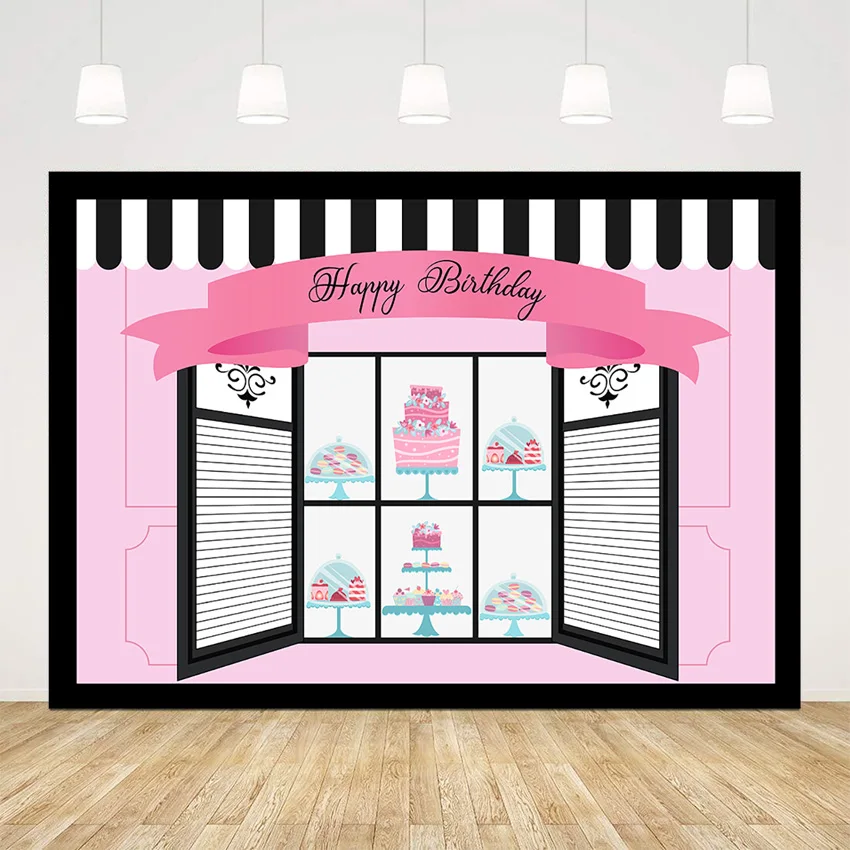 

С Днем Рождения Мороженое для девочек в розовом цвете, десерт магазин вечерние украшения фон для съемки новорожденных детей торты фоновые Д...