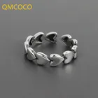 QMCOCO кольцо серебряного цвета в форме сердца Дизайн Милая Мода Любовь ювелирные изделия для женщин девушки подарок дизайн открытые регулируемые ювелирные изделия