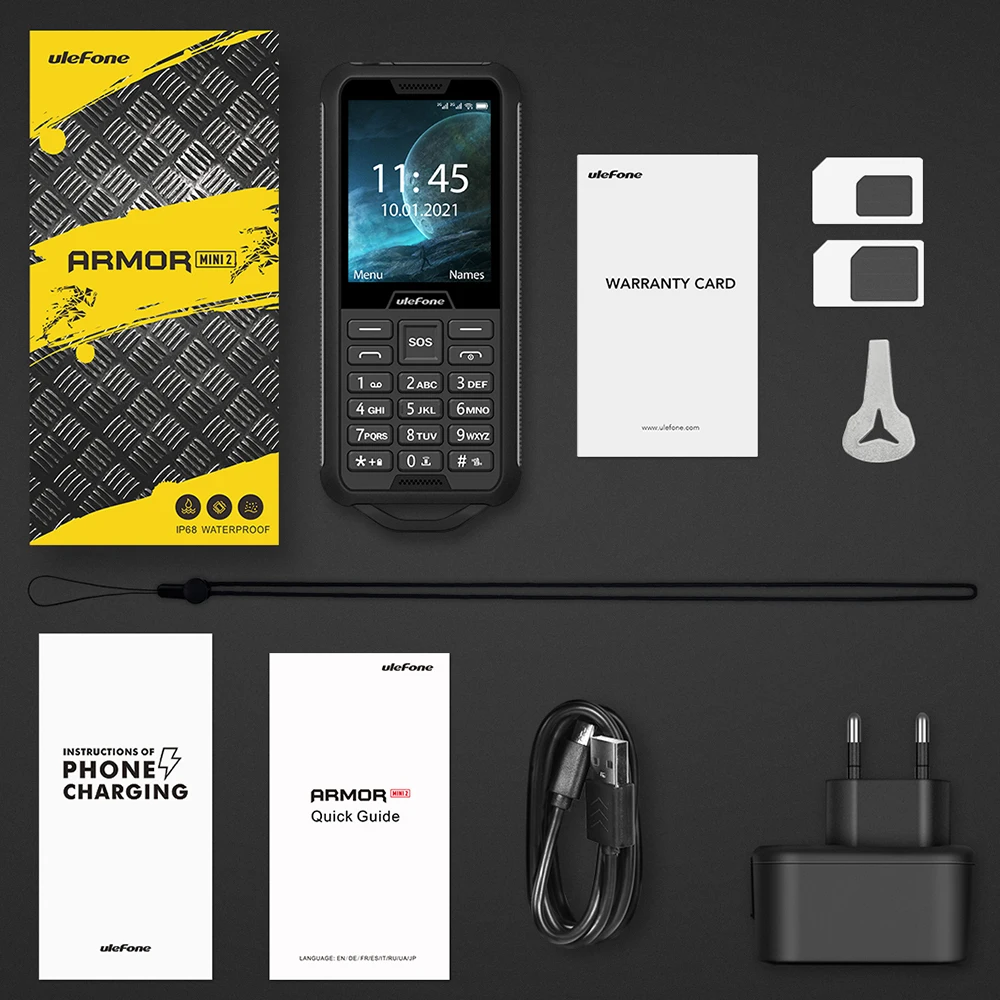 

Ulefone Armor Mini 2 Mobile Phone Outdoor Adventures Phone 2.4" Smartphone MTK6261D Wireless FM Radio 2100mAh 0.3MP Dual SIM