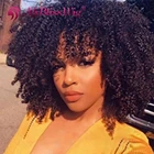 Парики для чернокожих женщин, вьющиеся натуральные волосы с челкой, бразильские кудрявые, полностью автоматические AliBliss