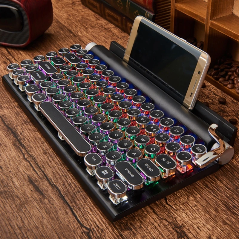 Wireless Gaming Keyboard with Color Lights, Waterproof Punk Keyboard, Suitable for Games and Work 83 Keys