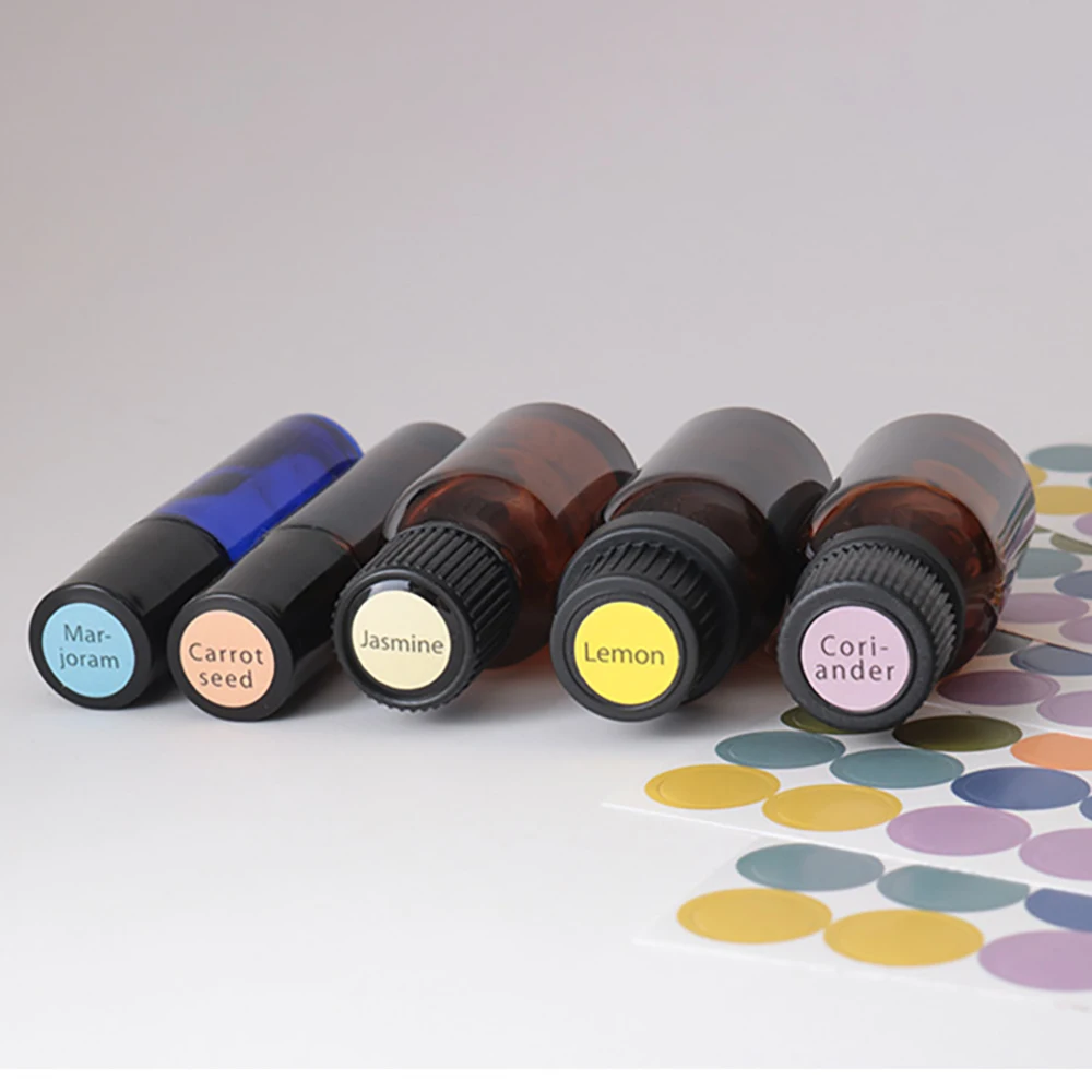 

1 Sheet Colorful Paper Stickers Labels For Glass Essential Oil Bottles Cap Lid Blank Round Circles Sticker