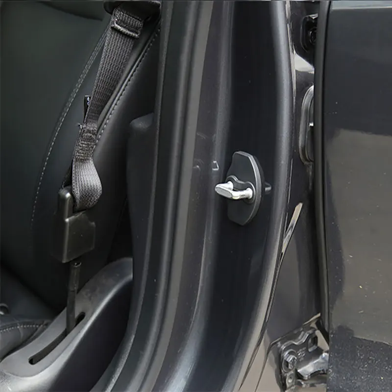 

Car Doors Lock Protection Cover Trim Black Color For Tesla Model 3 18 19 6Pcs