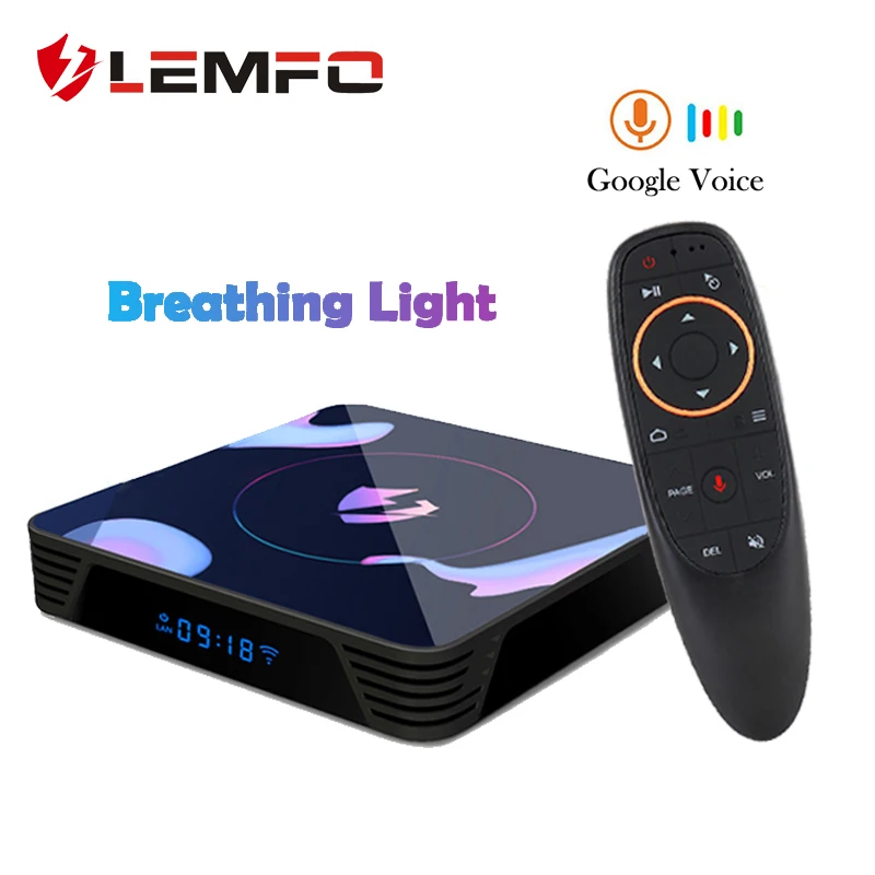 LEMFO LET1 дыхательный светильник tv Box Android 9 0 HDMI 2 двухдиапазонный Wifi 4K RK3318 Youtube Netflix