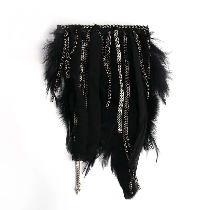 

Fashion with black feather shoulder accessories and performance clothing exaggeration shoulder brooch flower suit
