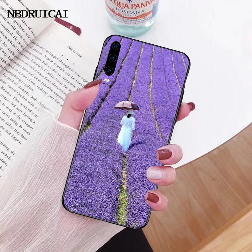 

NBDRUICAI Simple lavender Purple flowers Cover Black Soft Shell Phone Case for Huawei Honor 20 10 9 8 8x 8c 9x 7c 7a Lite view