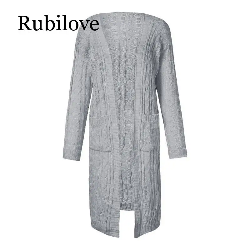 

Rubilove Cardigan Coat Womens Jumper Pockets Sweater Women Warm Sweater Thick Knitted Female Sweater winter clothes women 2019