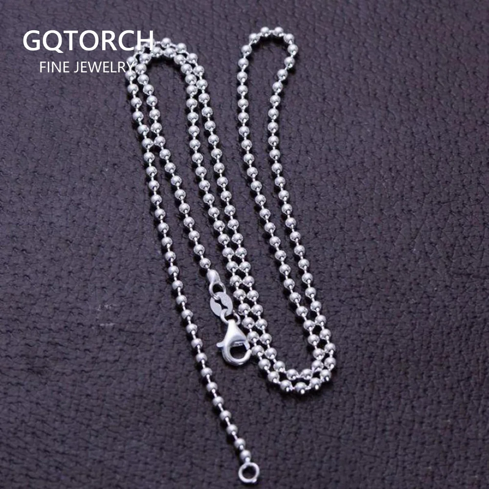 Настоящее чистое серебро 925 пробы ювелирные изделия шарики цепочка ожерелье 2 5-3 0