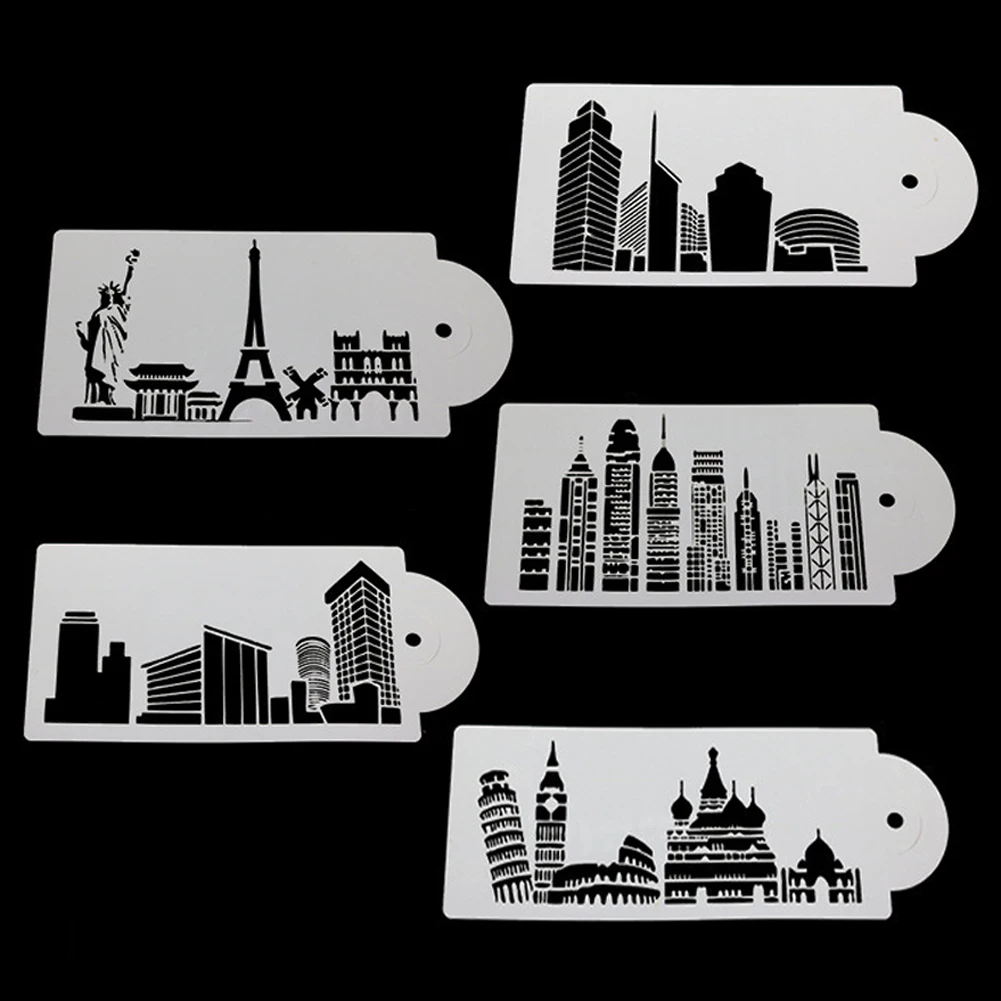 

5Pcs/set Architectural Theme DIY Layering Painting Hollow Stencils Scrapbook Coloring Embossing Album Decorative Template