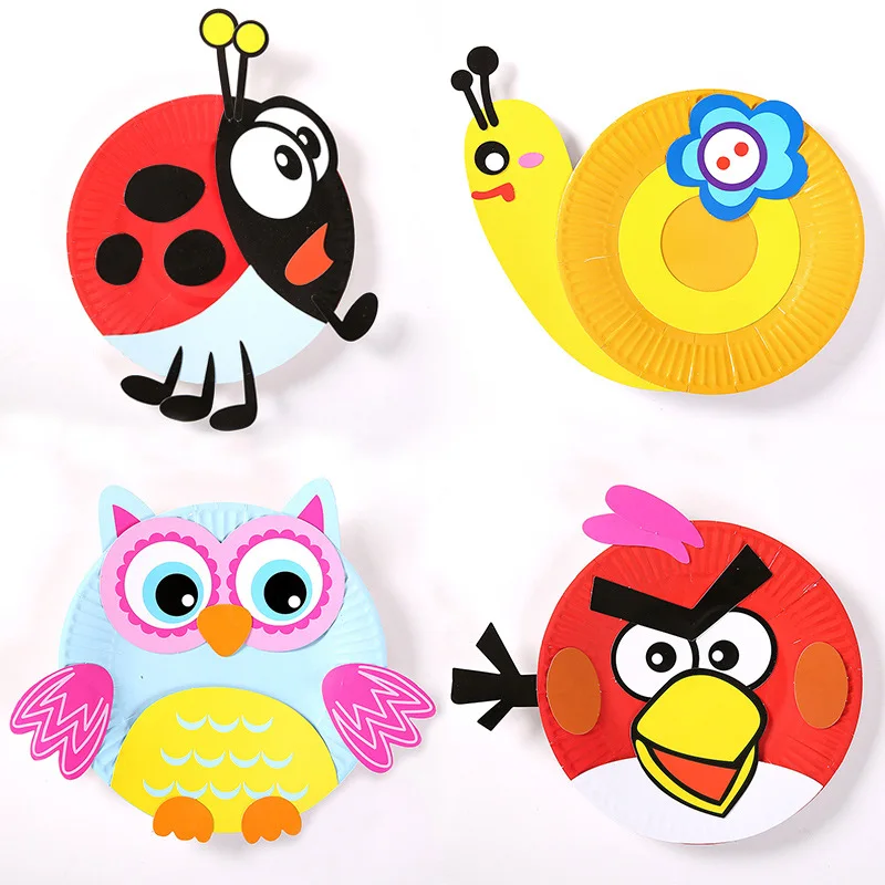 Мультфильм бумажная тарелка Рисование Детский сад DIY ручной работы материал