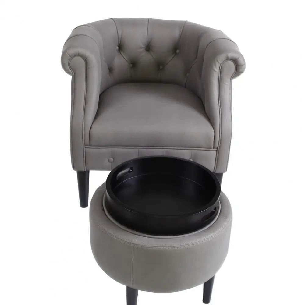 

Lightweight 1 Set Excellent Breathable Sofa Chair with Storage Ottomans Fabric Sofa Chair Smooth Surface for Dorm