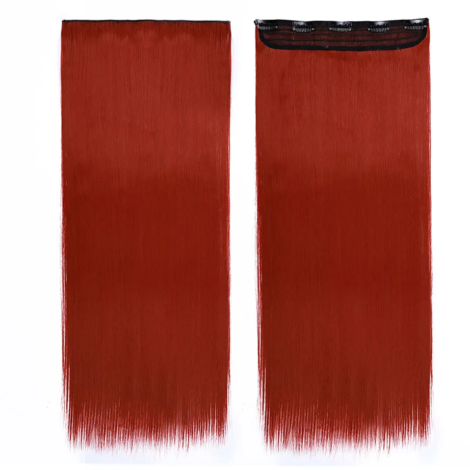 dark red Snoilite осень до талии длинные прямые клип в один кусок волосы для наращивания один кусок настоящие натуральные волосы синтетический зажим для наращивания волос - Цвет: dark red