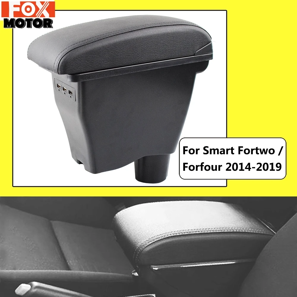 Подлокотник для Smart Fortwo Forfour 2014 2019 черный кожаный центр USB Новый ящик хранения