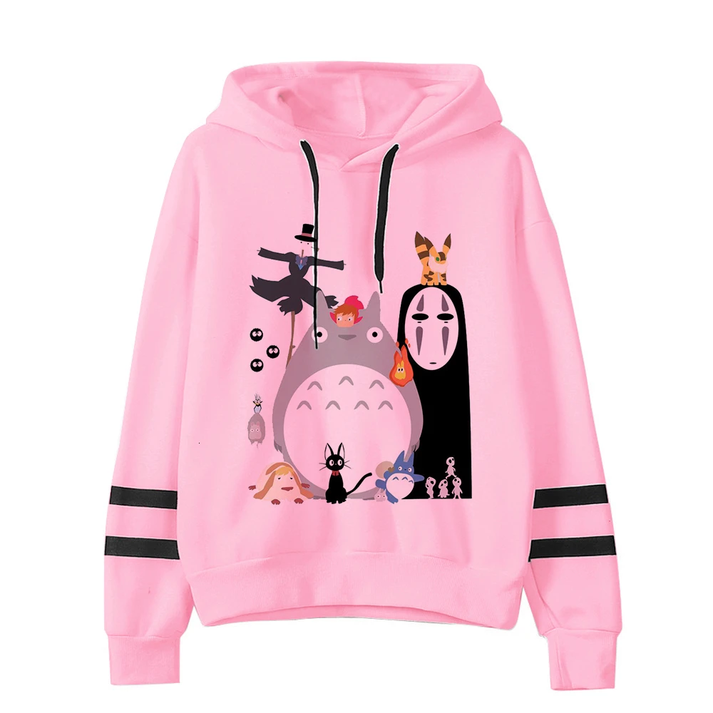 5 Унесенные призраками Тоторо японский капюшон Женская толстовка Studio Ghibli kawaii Толстовка негабаритных мультфильм женский ulzzang розовый Аниме - Цвет: 5