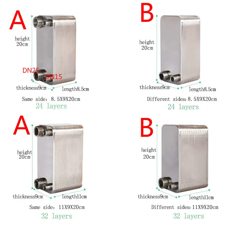 Теплообменник 24 80 слоев Замена теплообменника для бойлера из нержавеющей стали